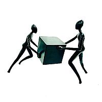 Decor two figures carrying a cube image